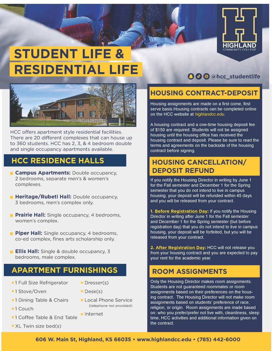 Housing Flyer with descriptions of campus housing